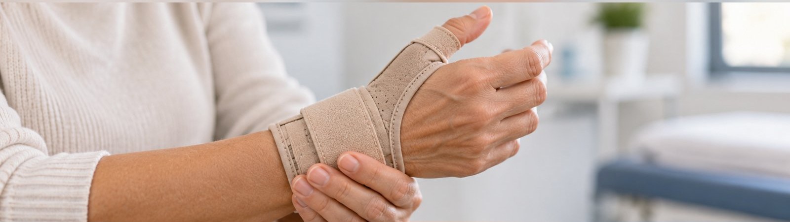 Mano con férula tipo espica de pulgar para tratar la tenosinovitis de De Quervain